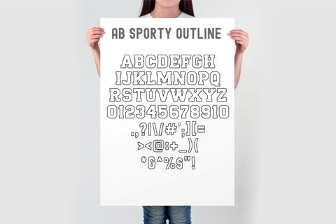 AB Sporty Varsity Font | Bold & Outline | SVG, OTF, TTF Font TonisArtStudio 