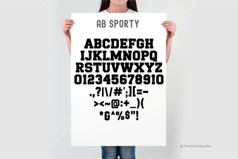 AB Sporty Varsity Font | Bold & Outline | SVG, OTF, TTF Font TonisArtStudio 