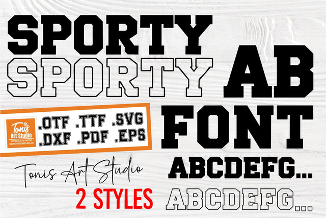AB Sporty Varsity Font | Bold & Outline | SVG, OTF, TTF Font TonisArtStudio 