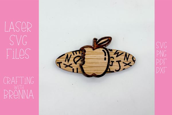 ABC Apple Bite Hair Clip Laser SVG File SVG Crafting With Brenna 