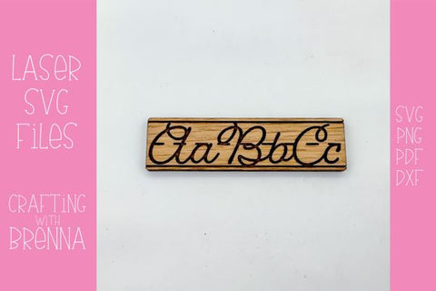 ABC Cursive Print Hair Clip Laser SVG File SVG Crafting With Brenna 