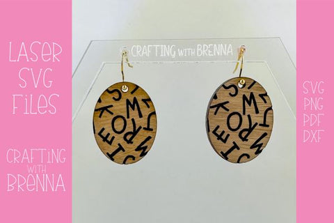 ABC Oval Earring Laser SVG File SVG Crafting With Brenna 