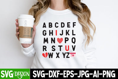 ABCd I Love U Alphabet SVG | Valentine's Day SVG Cut File, Valentine's Day SVG Cut File,Happy Valentine's Day SVG ,Valentine SVG Bundle, Love SVG Bundle Sublimation BlackCatsMedia 