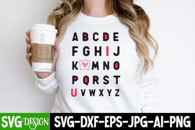 ABCd I Love U SVG Cut File, Valentine's Day SVG,Happy valentine's Day Quotes SVG BlackCatsMedia 