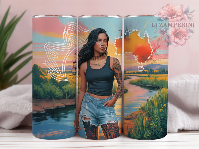Aboriginal Indigenous Woman Tumbler Wrap, Australian Tribal, Indigenous Woman, Ethnic Style, Boho Theme, Tumbler Wrap, Sublimation Design Sublimation Li Zamperini 