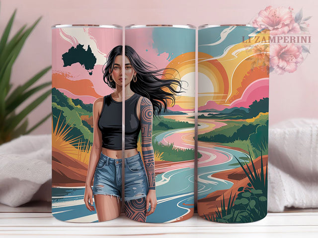 Aboriginal Indigenous Woman Tumbler Wrap, Australian Tribal, Indigenous Woman, Ethnic Style, Boho Theme, Tumbler Wrap, Sublimation Design Sublimation Li Zamperini 