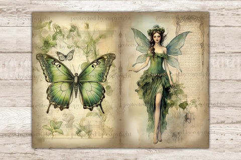 Absinthe Junk Journal Pages | Green Fairy Scrapbook Paper SVG GlamArtZhanna 