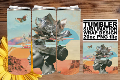 Abstract 20oz Tumbler Wrap Artistic Black Woman Style Sublimation afrosvg 