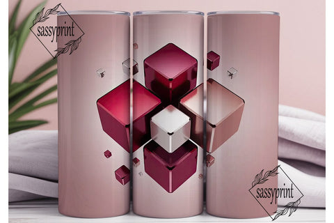 Abstract 3D Cubes 20oz Tumbler Wrap Sublimation sassyprint 