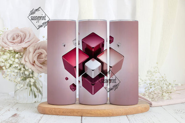 Abstract 3D Cubes 20oz Tumbler Wrap Sublimation sassyprint 