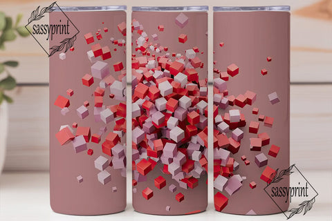 Abstract 3D Cubes 20oz Tumbler Wrap Sublimation sassyprint 