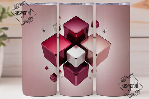 Abstract 3D Cubes 20oz Tumbler Wrap Sublimation sassyprint 