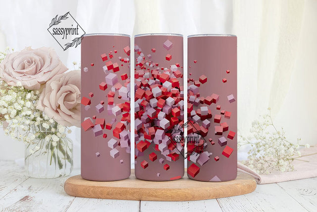 Abstract 3D Cubes 20oz Tumbler Wrap Sublimation sassyprint 
