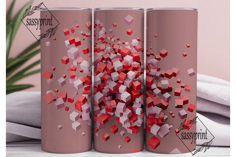 Abstract 3D Cubes 20oz Tumbler Wrap Sublimation sassyprint 