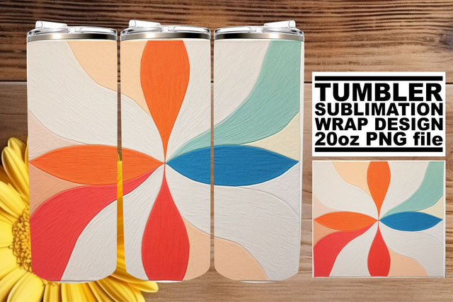 Abstract 3D Pattern Tumbler Wrap: Embroidered Delight Sublimation afrosvg 