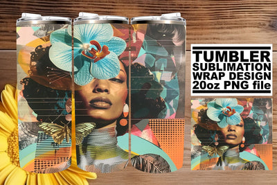 Abstract Art 20oz Tumbler Wrap Black Woman Artistic Design Sublimation afrosvg 