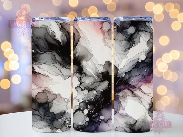 Abstract Art 20oz Tumbler Wrap Sublimation Design, Straight Tapered Tumbler Wrap, Alcohol Ink With Black, White, And Purple Colors Tumbler Png, Instant Digital Download Sublimation SvggirlplusArt 