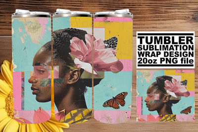 Abstract Art Black Woman 20oz Tumbler Wrap Artistic Style Sublimation afrosvg 