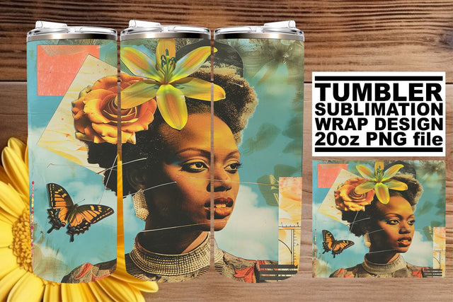 Abstract Artistic Black Woman Tumbler Wrap 20oz Design Sublimation afrosvg 