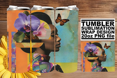 Abstract Artistic Black Woman Wrap 20oz Tumbler Art Sublimation afrosvg 