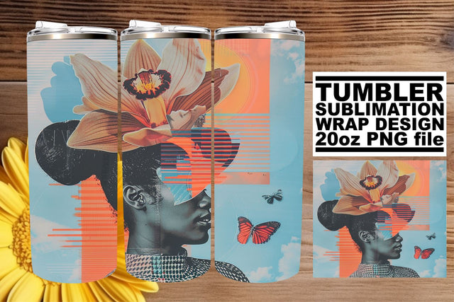Abstract Artistic Black Woman Wrap 20oz Tumbler Sublimation Sublimation afrosvg 