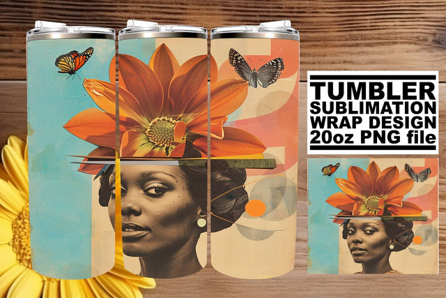 Abstract Artistic Wrap 20oz Black Woman Tumbler Sublimation afrosvg 
