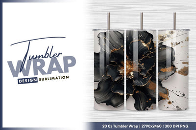 Abstract black and gold floral design Sublimation Regulrcrative 