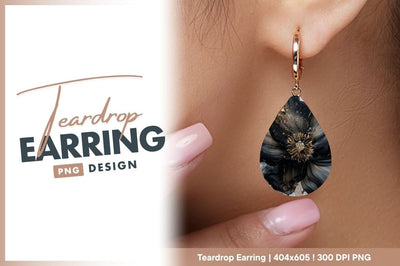 Abstract black flower with gold accent design Sublimation Regulrcrative 
