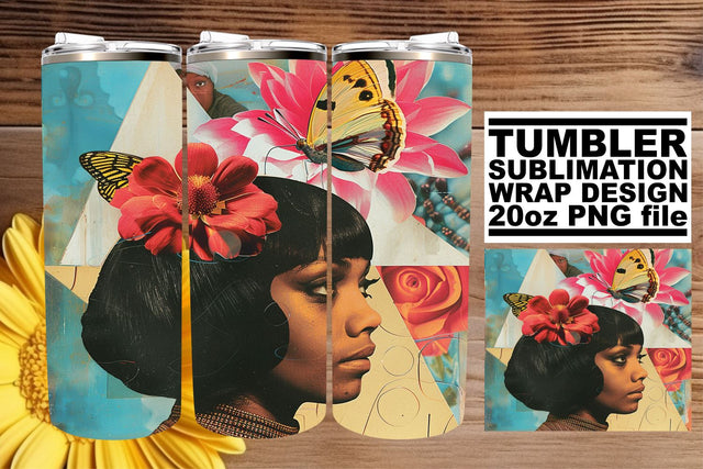 Abstract Black Woman 20oz Tumbler Wrap Artistic Sublimation Sublimation afrosvg 