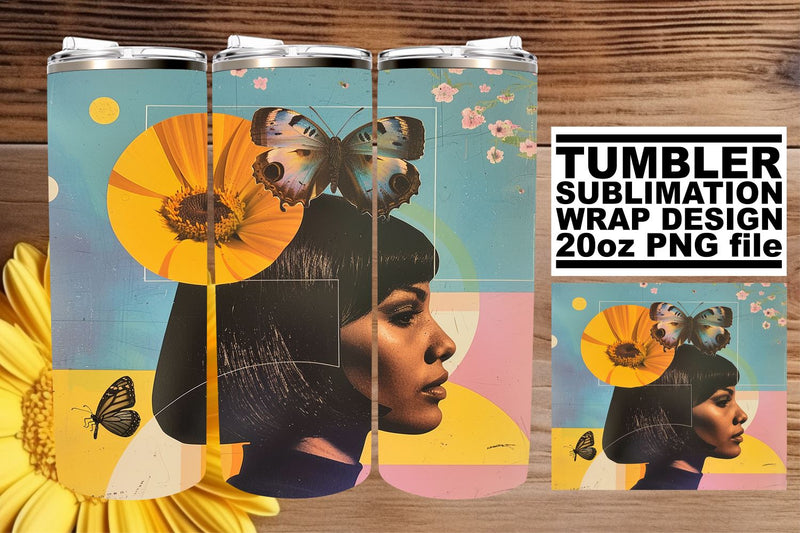 Abstract Black Woman 20oz Tumbler Wrap Artistic Sublimation Sublimation afrosvg 
