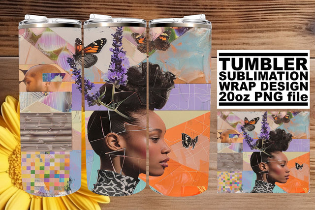 Abstract Black Woman Tumbler Wrap 20oz Artistic Style Sublimation afrosvg 