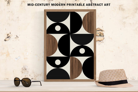 Abstract Black & Wood Grain Minimalist Art Sublimation Karma Genie Graphics 
