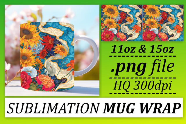 Abstract Bloom Elegance Mug Decor Sublimation afrosvg 