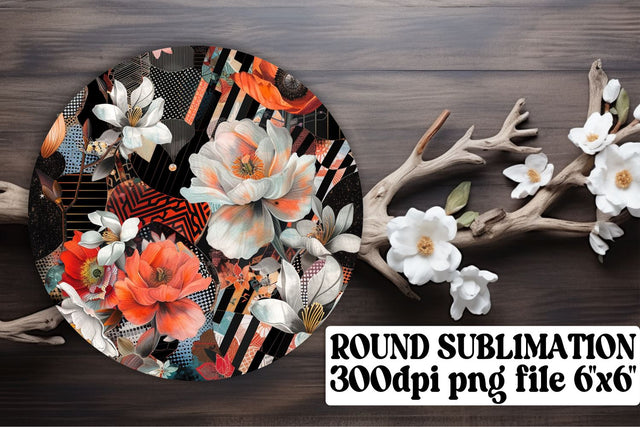 Abstract Bloom Ornaments Car Coaster Elegance Decor Keychain PNG Sublimation afrosvg 