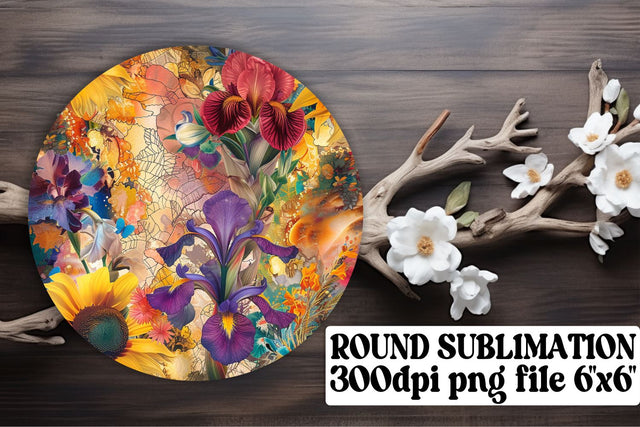 Abstract Bloom Ornaments Car Coaster Fantasy Design Keychain PNG Sublimation afrosvg 