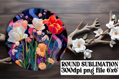 Abstract Bloom Ornaments Car Coaster Sublimation Design Keychain PNG Sublimation afrosvg 