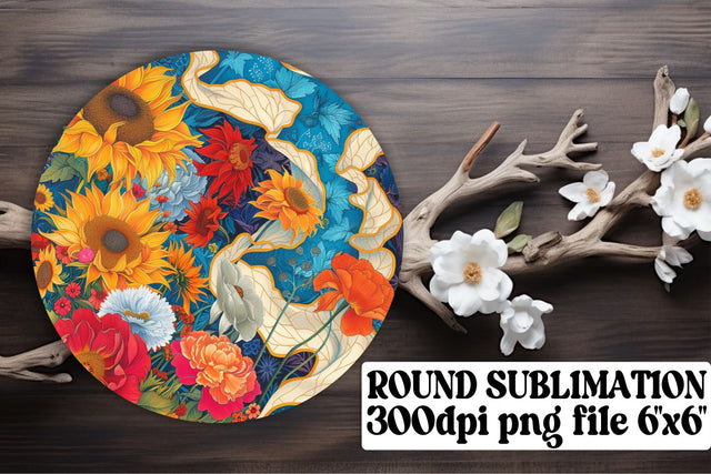 Abstract Bloom Ornaments Car Coaster Symphony Sublimation Keychain PNG Sublimation afrosvg 