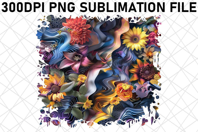 Abstract Bloom PNG Decor Vibrant Color Sublimation afrosvg 