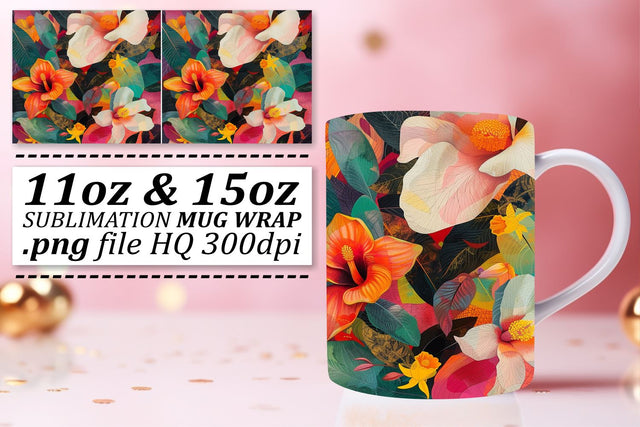 Abstract Blossom Cascade Mug Decor Sublimation afrosvg 