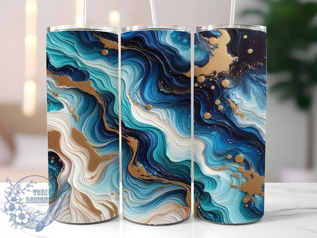Abstract Blue Artistic Tumbler Wrap, Oil Paint Texture Cup, 20oz Sublimation Design, Artistic Drinkware Wrap, Painterly Tumbler Sleeve, Indigo Brushstroke Wrap, Modern Art Tumbler Sublimation ToriDesigns 