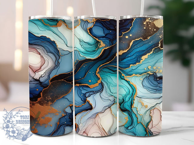 Abstract Blue Artistic Tumbler Wrap, Oil Paint Texture Cup, 20oz Sublimation Design, Artistic Drinkware Wrap, Painterly Tumbler Sleeve, Indigo Brushstroke Wrap, Modern Art Tumbler Sublimation ToriDesigns 