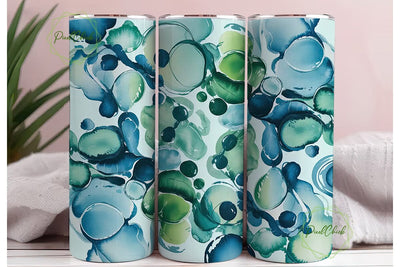 Abstract Blue Green Ink 20oz Tumbler Sublimation PixelChick 