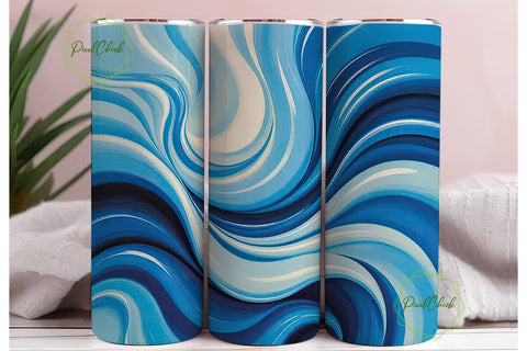 Abstract Blue Swirls 20oz Tumbler Wrap Sublimation PixelChick 
