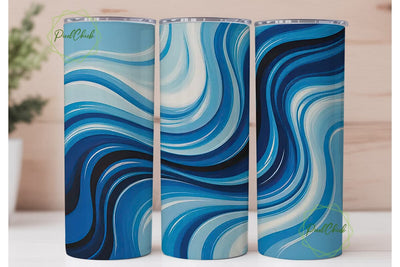 Abstract Blue Swirls 20oz Tumbler Wrap Sublimation PixelChick 