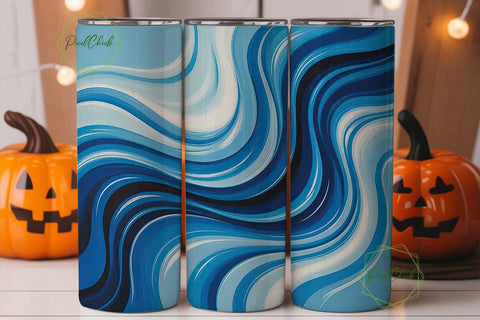 Abstract Blue Swirls 20oz Tumbler Wrap Sublimation PixelChick 