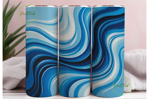 Abstract Blue Swirls 20oz Tumbler Wrap Sublimation PixelChick 