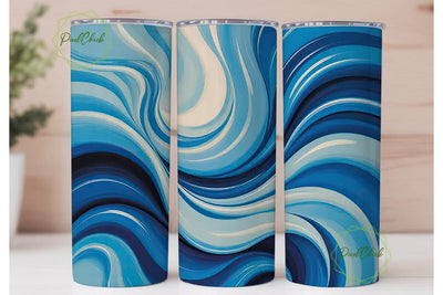 Abstract Blue Swirls 20oz Tumbler Wrap Sublimation PixelChick 