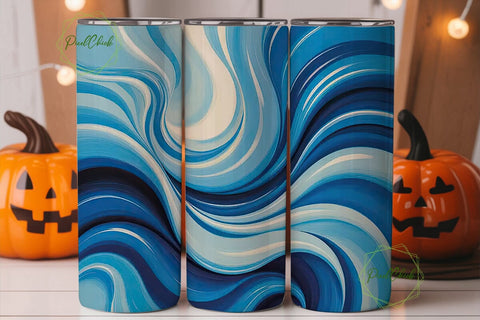 Abstract Blue Swirls 20oz Tumbler Wrap Sublimation PixelChick 