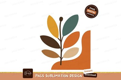 Abstract botanical branch with colorful leaves yellow Sublimation Designangry 