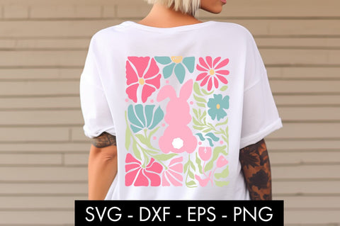 Abstract Botanical Flowers Easter Bunny SVG PNG Sublimation SVG Freeling Design House 
